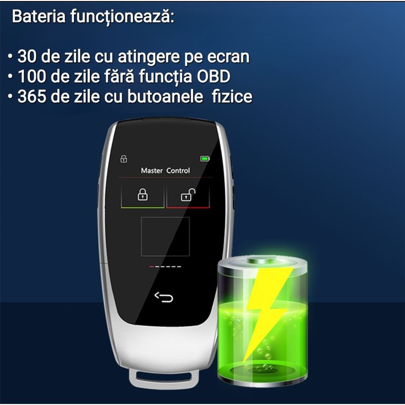 Auto si Moto - Electronice auto - Accesorii electronice auto - Cheie Auto Smart cu Display CerCip 799 Negru, Activare Keyless Entry, 4 butoane, LCD cu touchscreen - Infinity.ro