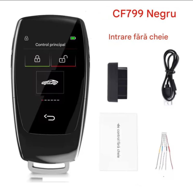 Auto si Moto - Electronice auto - Accesorii electronice auto - Cheie Auto Smart cu Display CerCip 799 Negru, Activare Keyless Entry, 4 butoane, LCD cu touchscreen - Infinity.ro