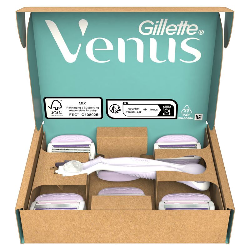 Ingrijire personala si Cosmetice - Aparate & accesorii ingrijire personala - Aparate de ras si tuns - Aparate de ras clasice - Aparat de ras pentru femei Gillette Venus Comfortglide Breeze, manere cu 6 rezerve incluse - Infinity.ro