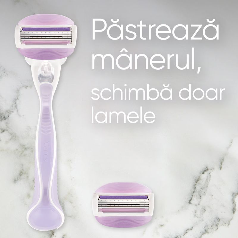 Ingrijire personala si Cosmetice - Aparate & accesorii ingrijire personala - Aparate de ras si tuns - Aparate de ras clasice - Aparat de ras Venus ComfortGlide Breeze: Maner + 3 rezerve, Capac de protectie, Suport pentru dus - Infinity.ro