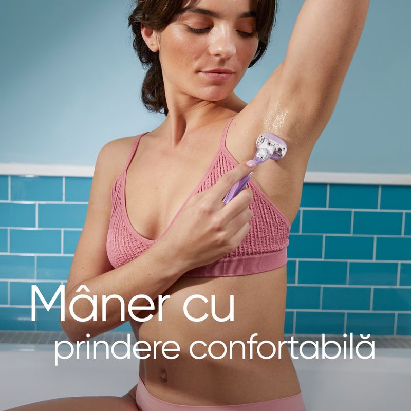 Ingrijire personala si Cosmetice - Aparate & accesorii ingrijire personala - Aparate de ras si tuns - Aparate de ras clasice - Aparat de ras Venus ComfortGlide Breeze: Maner + 3 rezerve, Capac de protectie, Suport pentru dus - Infinity.ro