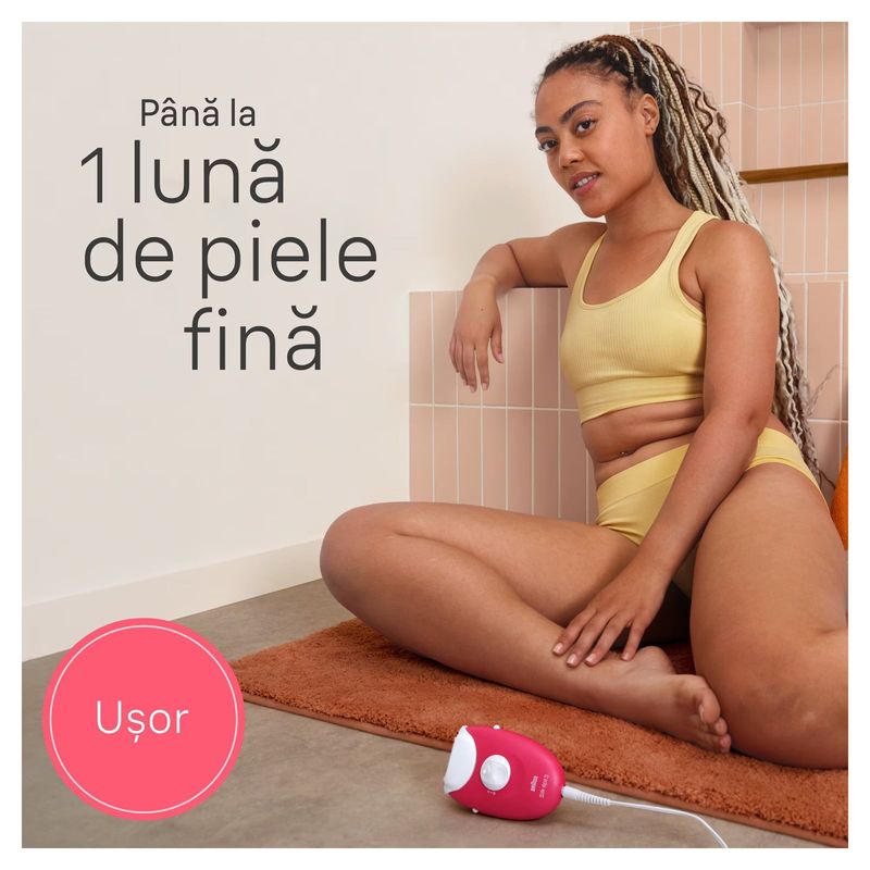 Ingrijire personala si Cosmetice - Aparate & accesorii ingrijire personala - Epilatoare si accesorii - Epilatoare - Epilator Braun Silk-épil 3 3-031, MicroGrip, Smart Light, 20 de pensete, Cap de ras + Pieptene, 2 viteze, Roz - Infinity.ro