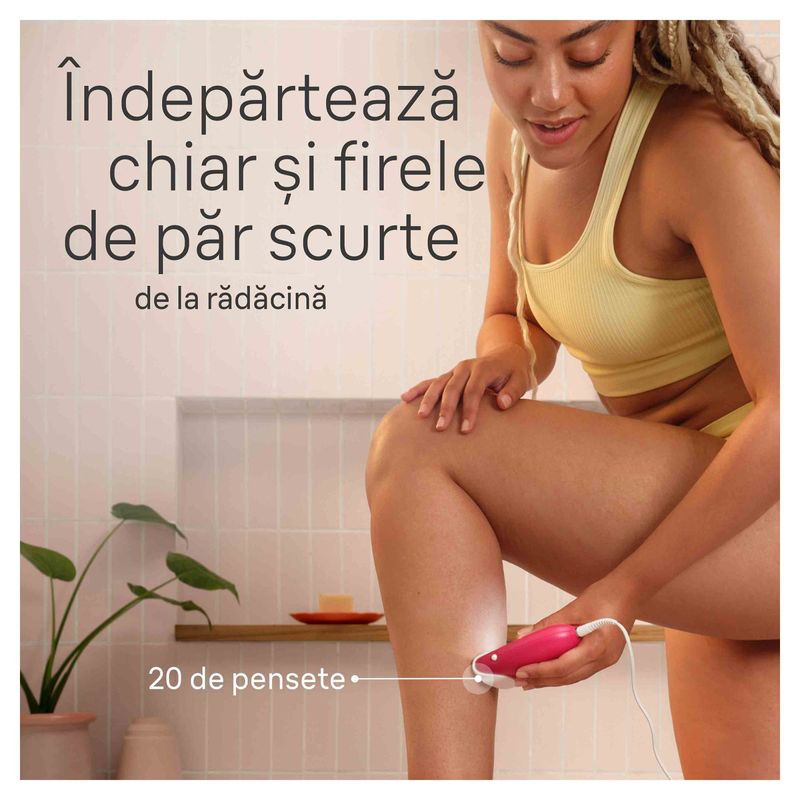 Ingrijire personala si Cosmetice - Aparate & accesorii ingrijire personala - Epilatoare si accesorii - Epilatoare - Epilator Braun Silk-épil 3 3-031, MicroGrip, Smart Light, 20 de pensete, Cap de ras + Pieptene, 2 viteze, Roz - Infinity.ro