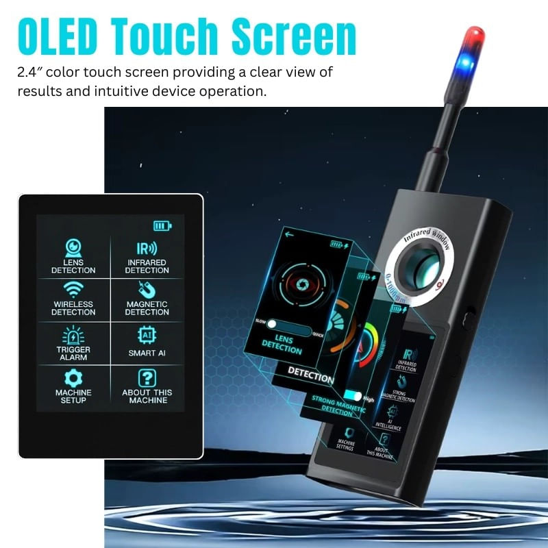 Laptop, Telefoane si Tablete - Wearables si gadgeturi - Gadgeturi - Dispozitive spionaj - Detector camere ascunse, microfoane si trackere GPS iUni F888, Ecran tactil OLED, Smart AI, Alarma, 50-8000 MHz - Infinity.ro