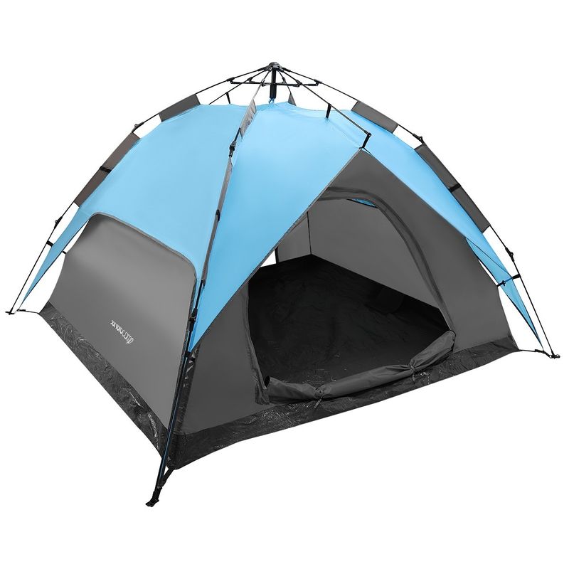Sport si Outdoor - Camping - Corturi camping - Cort camping 3 persoane, automat cu sistem pop-up, 2 intrari, 2000 mm, 210x180x140 cm, albastru - Infinity.ro