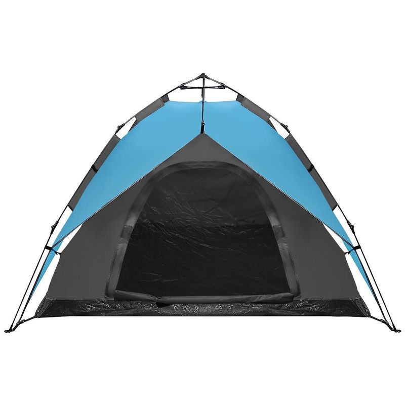 Sport si Outdoor - Camping - Corturi camping - Cort camping 3 persoane, automat cu sistem pop-up, 2 intrari, 2000 mm, 210x180x140 cm, albastru - Infinity.ro