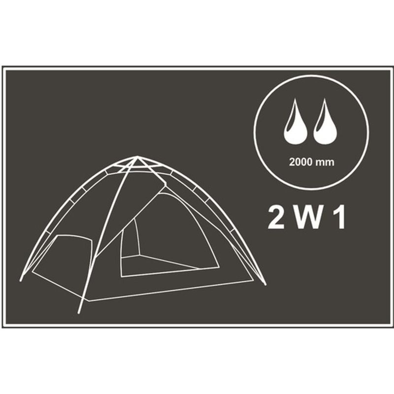 Sport si Outdoor - Camping - Corturi camping - Cort camping 3 persoane, automat cu sistem pop-up, 2 intrari, 2000 mm, 210x180x140 cm, albastru - Infinity.ro