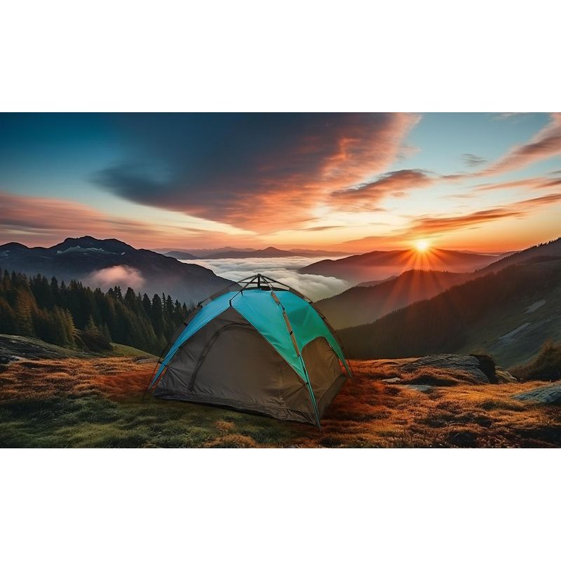 Sport si Outdoor - Camping - Corturi camping - Cort camping 3 persoane, automat cu sistem pop-up, 2 intrari, 2000 mm, 210x180x140 cm, albastru - Infinity.ro