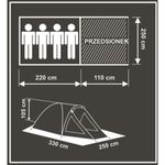 Sport si Outdoor - Camping - Corturi camping - Cort camping 4 persoane cu antreu, protectie UV, impermeabil 3000 mm, 330x250x105 cm, gri - Infinity.ro