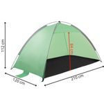 Sport si Outdoor - Camping - Corturi camping - Cort plaja xxl semi-inchis protectie uv podea izolanta, 210x120x112 cm, spatios, verde - Infinity.ro