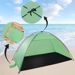 Sport si Outdoor - Camping - Corturi camping - Cort plaja xxl semi-inchis protectie uv podea izolanta, 210x120x112 cm, spatios, verde - Infinity.ro