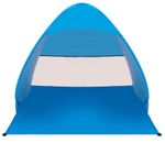 Sport si Outdoor - Camping - Corturi camping - Cort plaja autoexpansibil pop-up plasa ventilatie protectie uv, 160x140x115 cm, compact, albastru - Infinity.ro