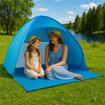 Sport si Outdoor - Camping - Corturi camping - Cort plaja autoexpansibil pop-up plasa ventilatie protectie uv, 160x140x115 cm, compact, albastru - Infinity.ro