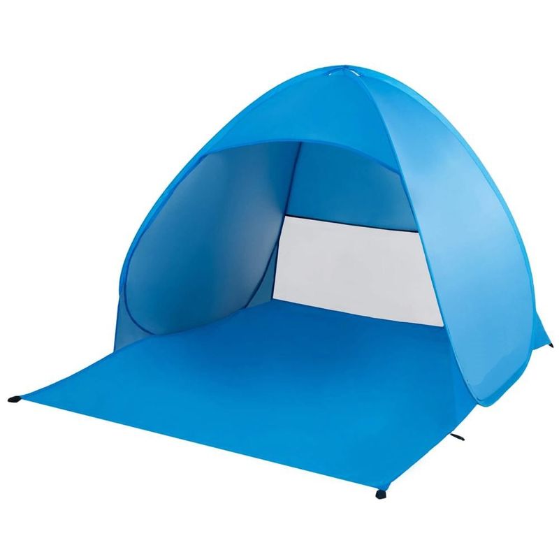 Sport si Outdoor - Camping - Corturi camping - Cort plaja autoexpansibil pop-up plasa ventilatie protectie uv, 160x140x115 cm, compact, albastru - Infinity.ro