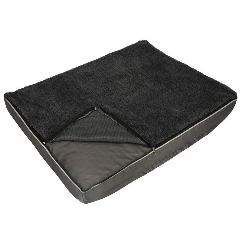 Petshop - Accesorii petshop - Culcusuri si custi - Culcusuri si saltele - Pat ortopedic pentru caini, dreptunghiular, husa detasabila, 90x70x10 cm, gri inchis - Infinity.ro