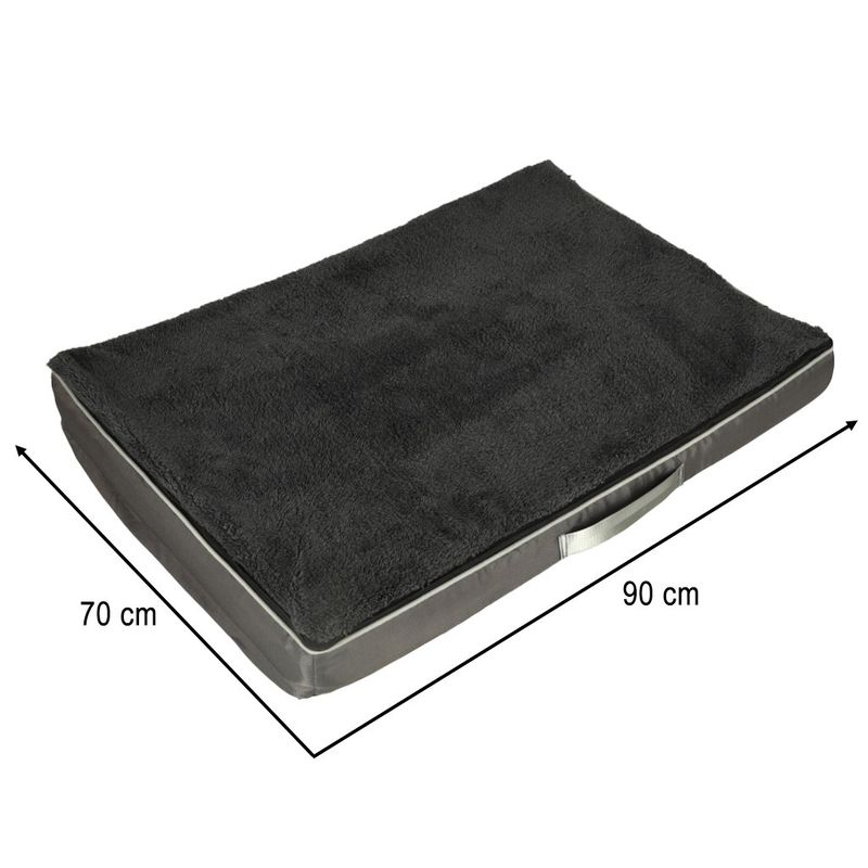 Petshop - Accesorii petshop - Culcusuri si custi - Culcusuri si saltele - Pat ortopedic pentru caini, dreptunghiular, husa detasabila, 90x70x10 cm, gri inchis - Infinity.ro