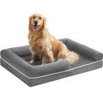 Petshop - Accesorii petshop - Culcusuri si custi - Culcusuri si saltele - Pat ortopedic pentru caini, cu margini inaltate si husa detasabila, 106x80x20 cm, gri deschis - Infinity.ro