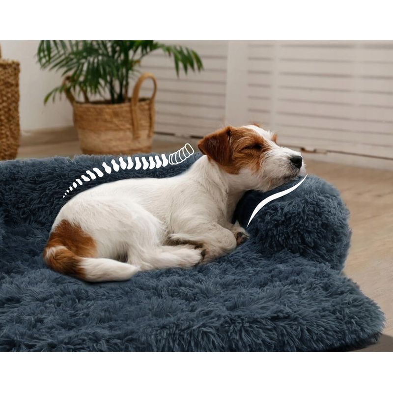 Petshop - Accesorii petshop - Culcusuri si custi - Culcusuri si saltele - Pat caini margini ridicate groase antiderapant husa detasabila m, 76x76x16 cm, confort, albastru - Infinity.ro