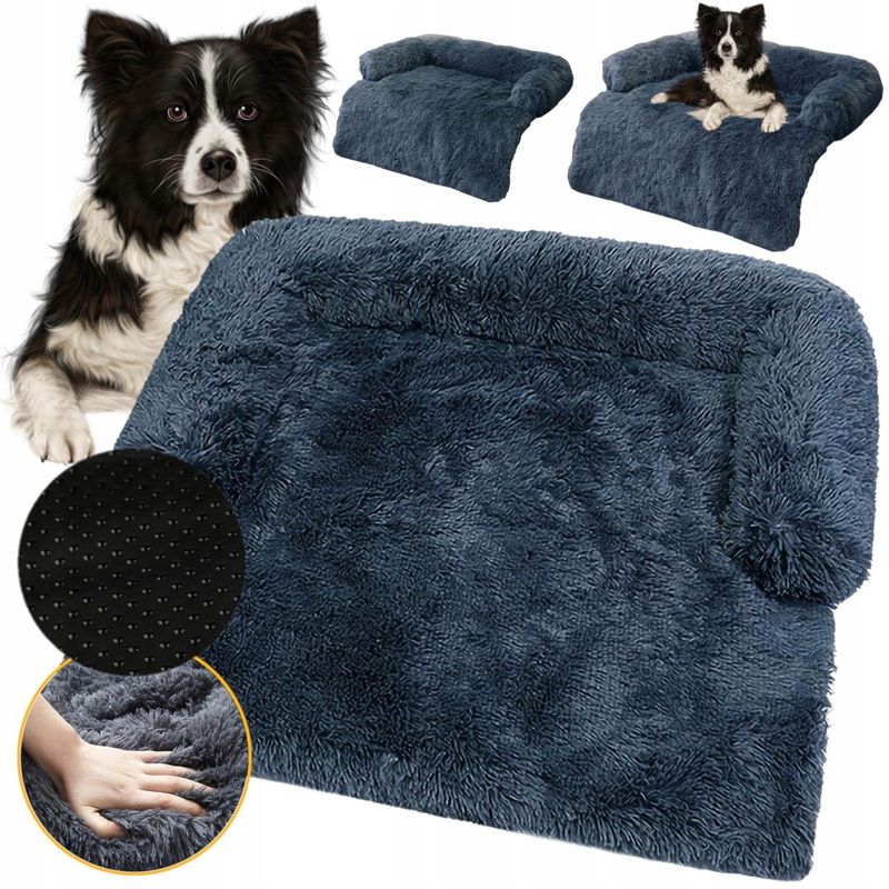 Petshop - Accesorii petshop - Culcusuri si custi - Culcusuri si saltele - Pat caini margini ridicate groase antiderapant husa detasabila m, 76x76x16 cm, confort, albastru - Infinity.ro