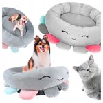 Petshop - Accesorii petshop - Culcusuri si custi - Culcusuri si saltele - Pat caini margini ridicate groase antiderapant model meduza, 70x70x20 cm, confort, gri - Infinity.ro