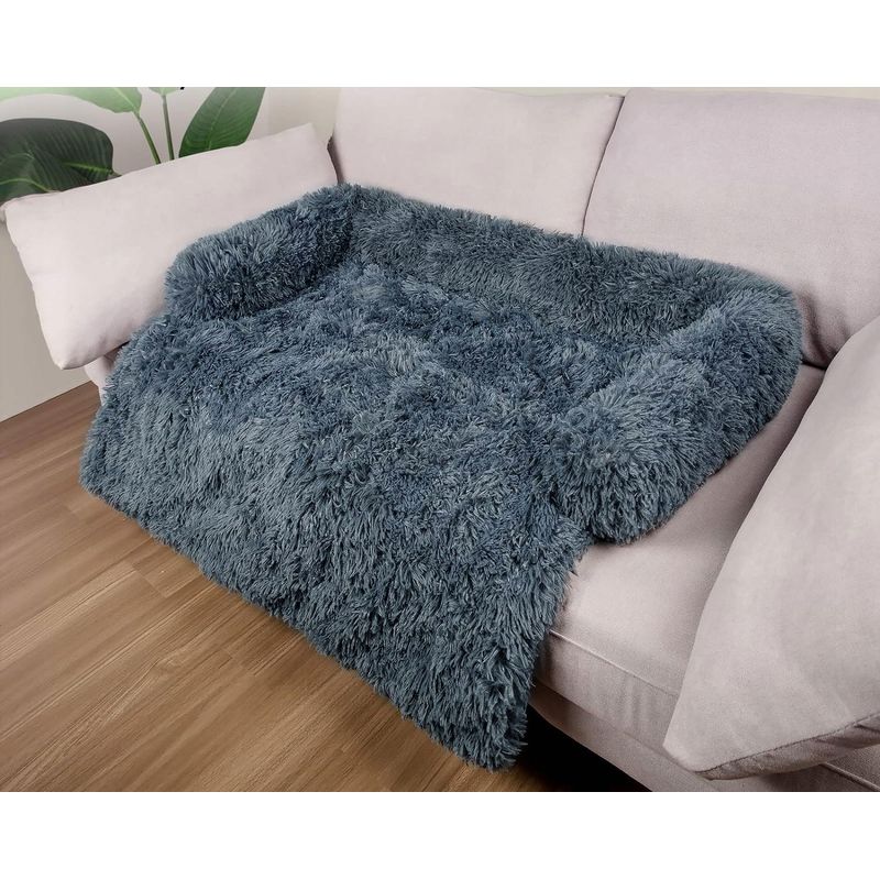 Petshop - Accesorii petshop - Culcusuri si custi - Culcusuri si saltele - Pat caini margini ridicate groase antiderapant husa detasabila m, 76x76x16 cm, confort, albastru - Infinity.ro