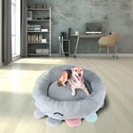 Petshop - Accesorii petshop - Culcusuri si custi - Culcusuri si saltele - Pat caini margini ridicate groase antiderapant model meduza, 70x70x20 cm, confort, gri - Infinity.ro