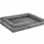 Petshop - Accesorii petshop - Culcusuri si custi - Culcusuri si saltele - Pat ortopedic pentru caini, cu margini inaltate si husa detasabila, 106x80x20 cm, gri deschis - Infinity.ro