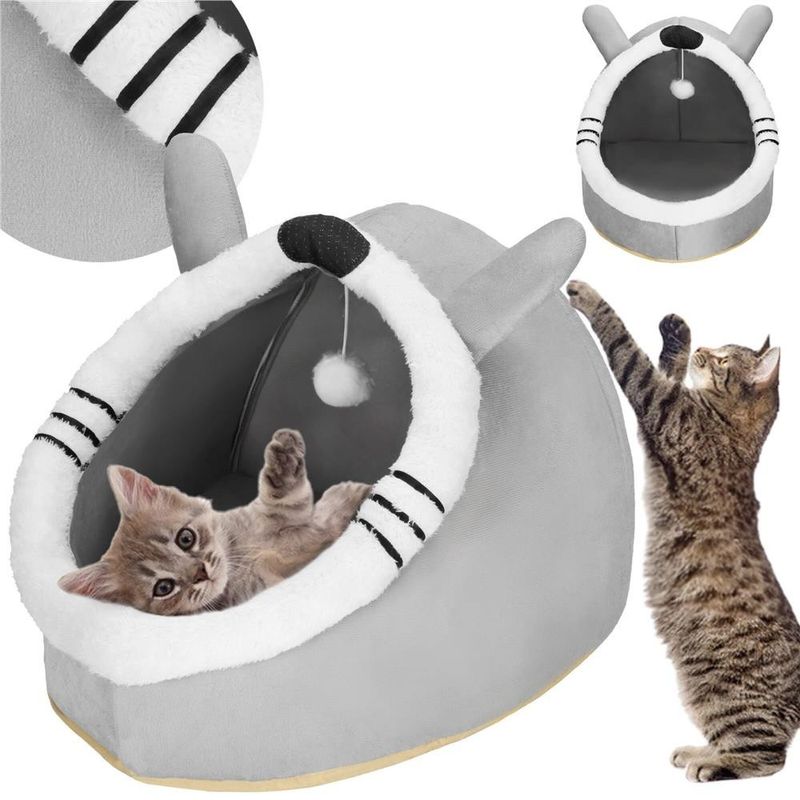 Petshop - Accesorii petshop - Culcusuri si custi - Culcusuri si saltele - Culcus animale companie poliester perna moale detasabila, 50x36x41 cm, confortabil, gri - Infinity.ro