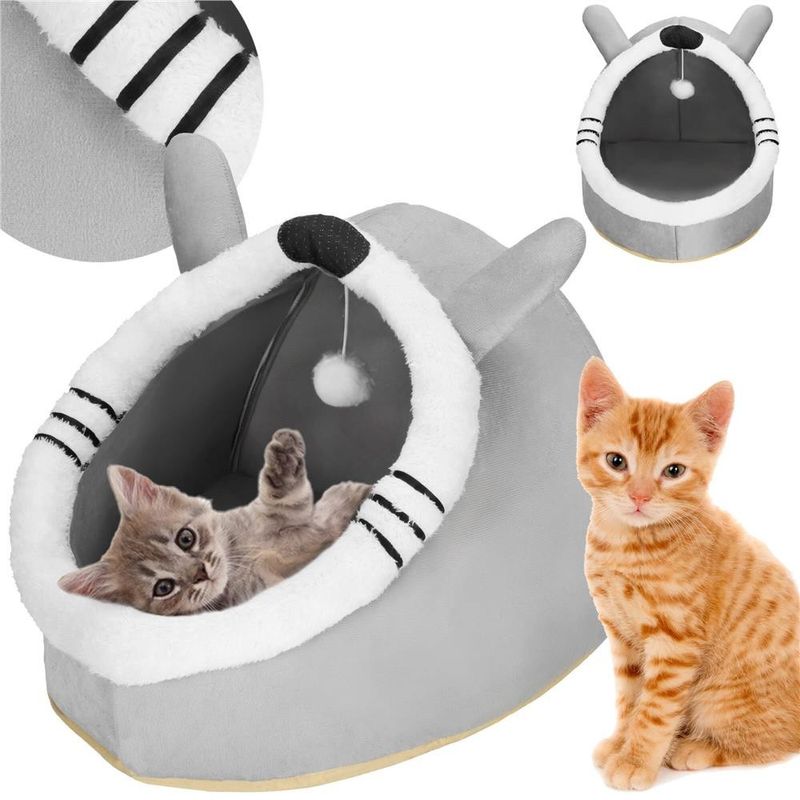 Petshop - Accesorii petshop - Culcusuri si custi - Culcusuri si saltele - Culcus animale companie poliester perna moale detasabila, 50x36x41 cm, confortabil, gri - Infinity.ro