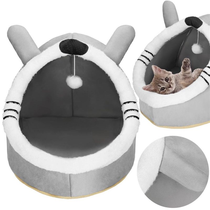 Petshop - Accesorii petshop - Culcusuri si custi - Culcusuri si saltele - Culcus animale companie poliester perna moale detasabila, 50x36x41 cm, confortabil, gri - Infinity.ro