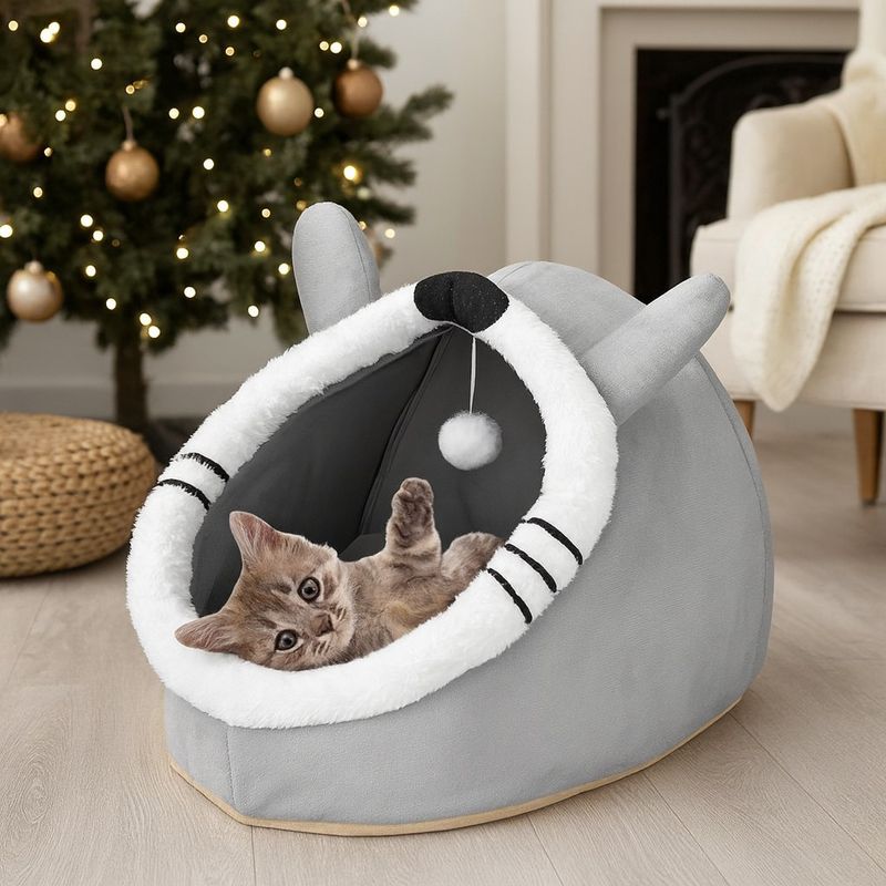 Petshop - Accesorii petshop - Culcusuri si custi - Culcusuri si saltele - Culcus animale companie poliester perna moale detasabila, 50x36x41 cm, confortabil, gri - Infinity.ro