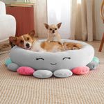 Petshop - Accesorii petshop - Culcusuri si custi - Culcusuri si saltele - Pat caini margini ridicate groase antiderapant model meduza, 70x70x20 cm, confort, gri - Infinity.ro