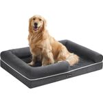 Petshop - Accesorii petshop - Culcusuri si custi - Culcusuri si saltele - Pat ortopedic pentru caini, cu margini inaltate si husa detasabila, 106x80x20 cm, gri inchis - Infinity.ro