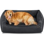Petshop - Accesorii petshop - Culcusuri si custi - Culcusuri si saltele - Pat pentru caini XL, husa detasabila si lavabila, margini inaltate, baza antiderapanta, 110x75x27 cm, gri inchis - Infinity.ro