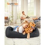 Petshop - Accesorii petshop - Culcusuri si custi - Culcusuri si saltele - Pat pentru caini XL, husa detasabila si lavabila, margini inaltate, baza antiderapanta, 110x75x27 cm, gri inchis - Infinity.ro