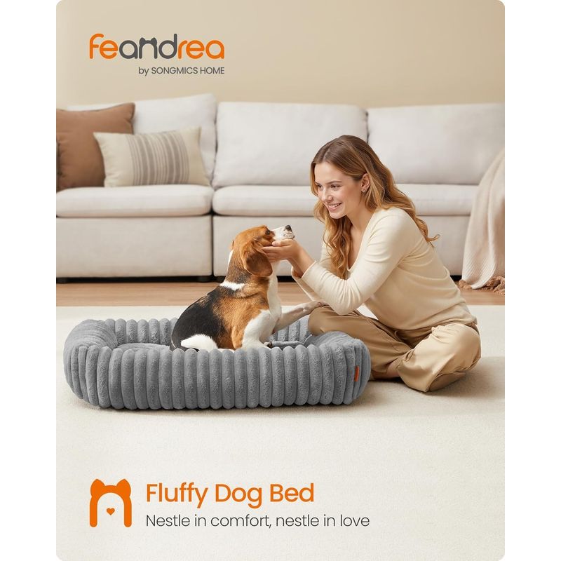 Petshop - Accesorii petshop - Culcusuri si custi - Culcusuri si saltele - Pat pentru caini din plus, ortopedic, cu margini inaltate, detasabil si lavabil, 91x68x18 cm, gri - Infinity.ro