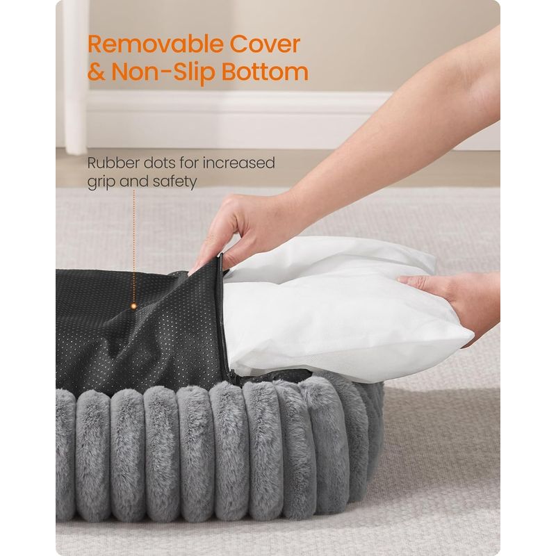 Petshop - Accesorii petshop - Culcusuri si custi - Culcusuri si saltele - Pat pentru caini din plus, ortopedic, cu margini inaltate, detasabil si lavabil, 91x68x18 cm, gri - Infinity.ro
