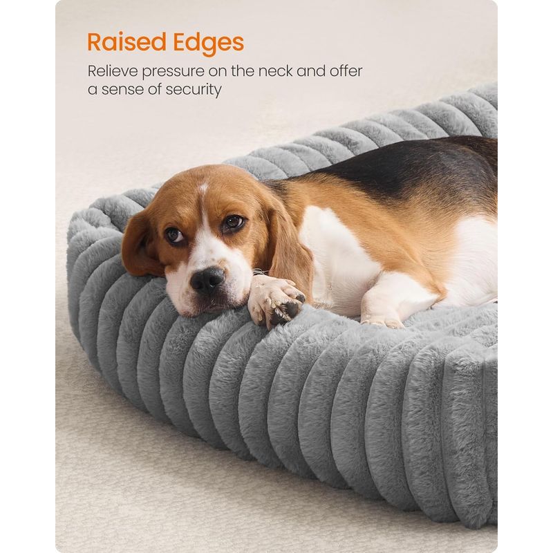 Petshop - Accesorii petshop - Culcusuri si custi - Culcusuri si saltele - Pat pentru caini din plus, ortopedic, cu margini inaltate, detasabil si lavabil, 91x68x18 cm, gri - Infinity.ro