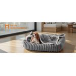 Petshop - Accesorii petshop - Culcusuri si custi - Culcusuri si saltele - Pat pentru caini din plus, ortopedic, cu margini inaltate, detasabil si lavabil, 91x68x18 cm, gri - Infinity.ro
