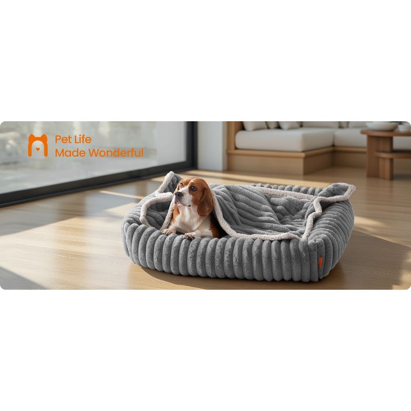 Petshop - Accesorii petshop - Culcusuri si custi - Culcusuri si saltele - Pat pentru caini din plus, ortopedic, cu margini inaltate, detasabil si lavabil, 91x68x18 cm, gri - Infinity.ro