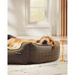 Petshop - Accesorii petshop - Culcusuri si custi - Culcusuri si saltele - Pat pentru caini XL, husa detasabila si lavabila, margini inaltate, baza antiderapanta, 110x75x27 cm, maro - Infinity.ro