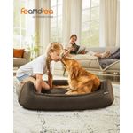 Petshop - Accesorii petshop - Culcusuri si custi - Culcusuri si saltele - Pat pentru caini XL, husa detasabila si lavabila, margini inaltate, baza antiderapanta, 110x75x27 cm, maro - Infinity.ro