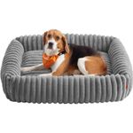 Petshop - Accesorii petshop - Culcusuri si custi - Culcusuri si saltele - Pat pentru caini din plus, ortopedic, cu margini inaltate, detasabil si lavabil, 91x68x18 cm, gri - Infinity.ro