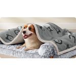 Petshop - Accesorii petshop - Culcusuri si custi - Culcusuri si saltele - Patura impermeabila caini XL, reversibila cu fleece Sherpa si flanel, lavabila, 152x127 cm, gri - Infinity.ro