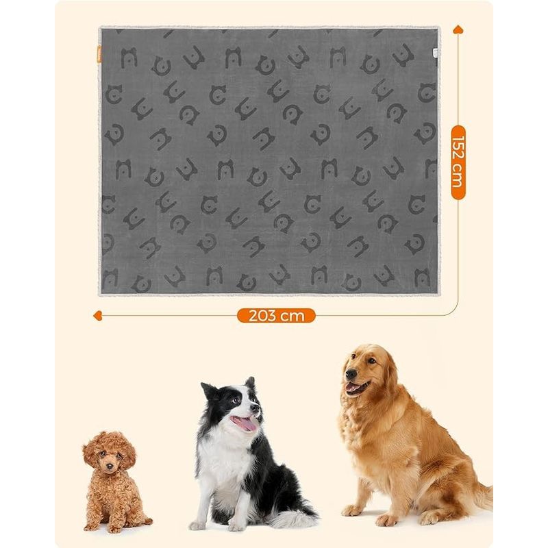 Petshop - Accesorii petshop - Culcusuri si custi - Culcusuri si saltele - Patura impermeabila XXL pentru caini, fleece si flanel, fata dubla, 203x152 cm, gri - Infinity.ro