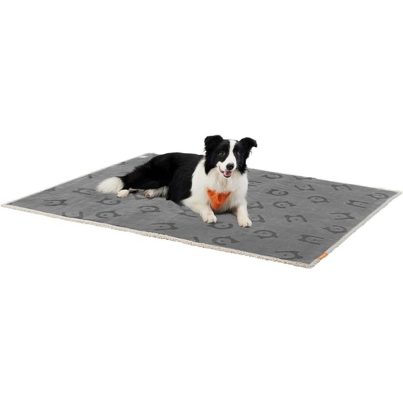 Petshop - Accesorii petshop - Culcusuri si custi - Culcusuri si saltele - Patura impermeabila caini XL, reversibila cu fleece Sherpa si flanel, lavabila, 152x127 cm, gri - Infinity.ro