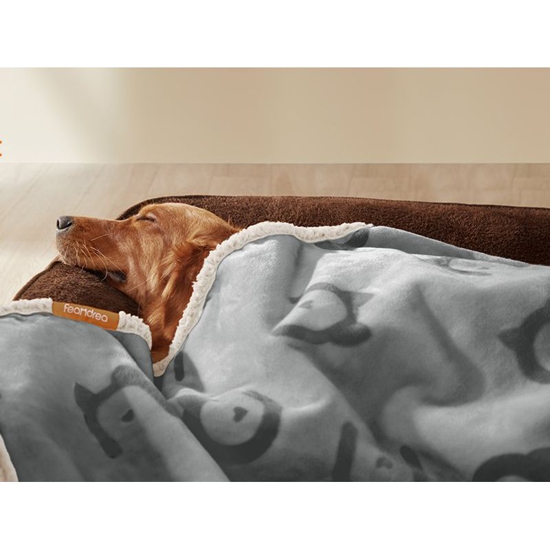 Petshop - Accesorii petshop - Culcusuri si custi - Culcusuri si saltele - Patura impermeabila caini XL, reversibila cu fleece Sherpa si flanel, lavabila, 152x127 cm, gri - Infinity.ro