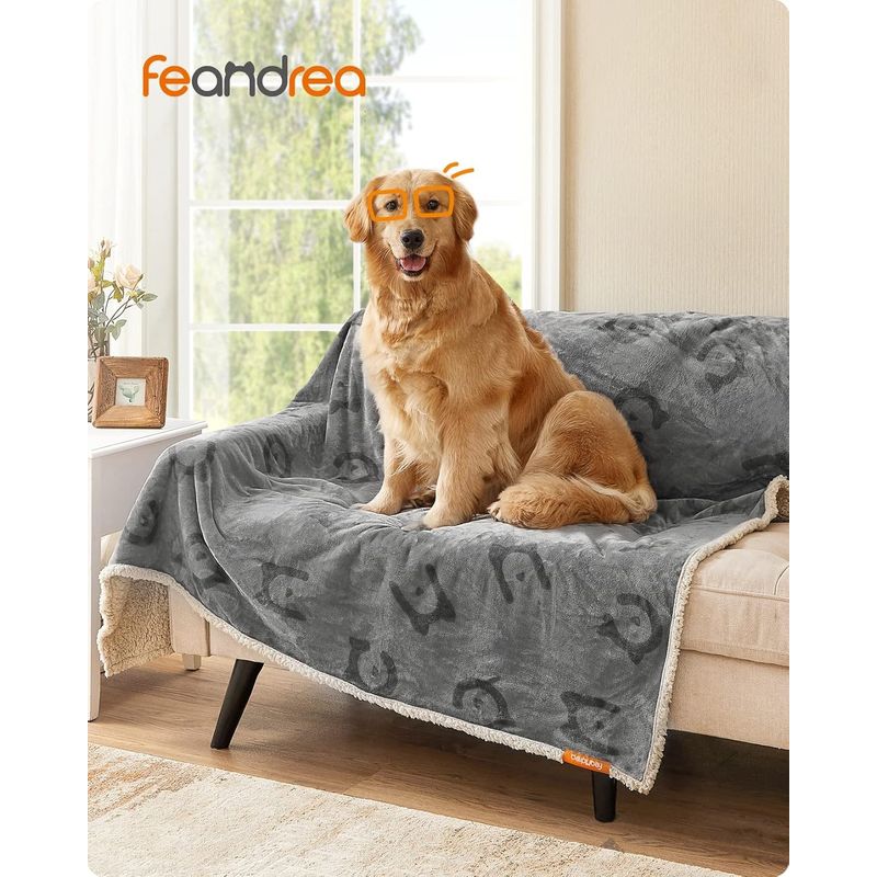 Petshop - Accesorii petshop - Culcusuri si custi - Culcusuri si saltele - Patura impermeabila XXL pentru caini, fleece si flanel, fata dubla, 203x152 cm, gri - Infinity.ro
