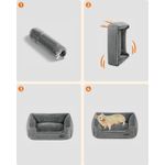 Petshop - Accesorii petshop - Culcusuri si custi - Culcusuri si saltele - Pat pentru caini, cu margini groase ridicate, antiderapant, husa detasabila, marime L, 90x75x25cm, gri - Infinity.ro
