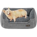 Petshop - Accesorii petshop - Culcusuri si custi - Culcusuri si saltele - Pat pentru caini, cu margini groase ridicate, antiderapant, husa detasabila, marime L, 90x75x25cm, gri - Infinity.ro